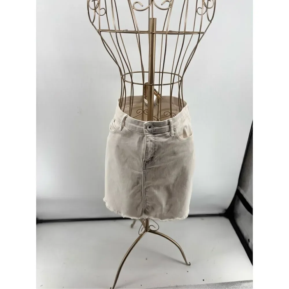 Vineyard Vines White Denim Raw Hem Mini Skirt Size 10